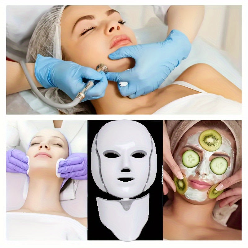 Plug-in 7-Color LED Face & Neck Care Mask – LED Skin Treatment Mask for Facial Rejuvenation