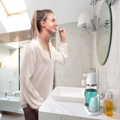 Automatic Mouthwash Dispenser – Smart Rinse Pump with Cup Holder, Infrared Sensor, 2 Dispense Levels, Rechargeable for All Ages