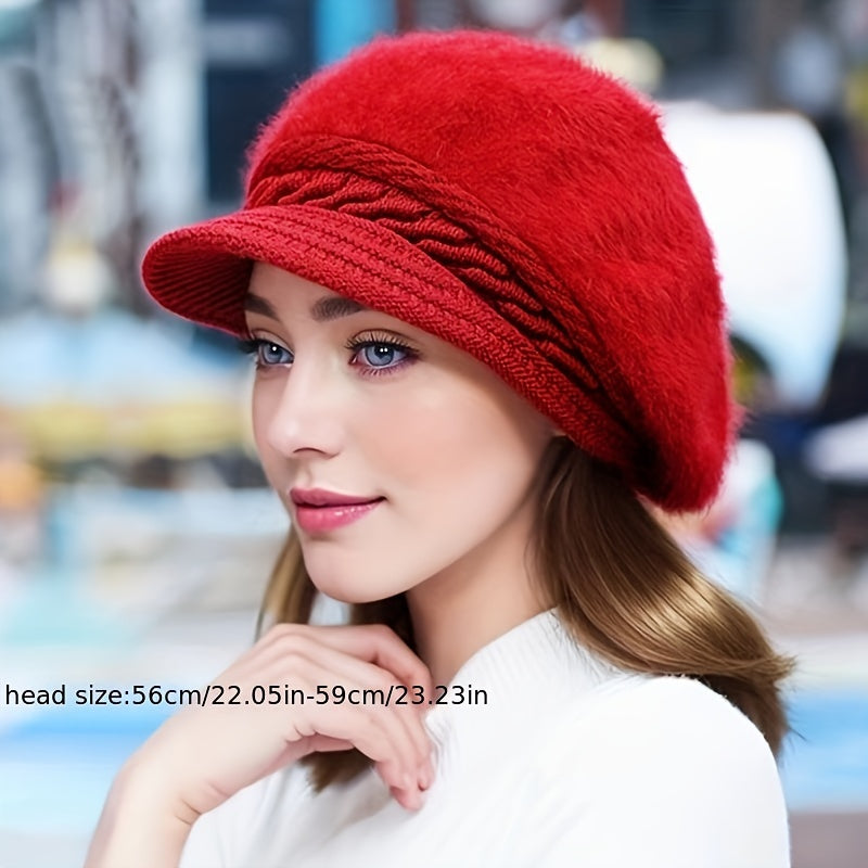 Winter Warmth Beanie - Soft, Thick, and Cozy Knit Hat with Visor for Women - Perfect Christmas Gift Idea for Her