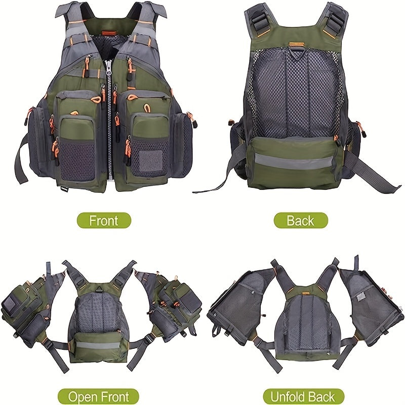 Multi-Pocket Oxford Cloth Fishing Buoyancy Vest – Breathable Mesh, Adjustable Strap, Comfortable Fit – Perfect for Fly Bass Fishing, Outdoor Activities and Water Sports for Men and Women