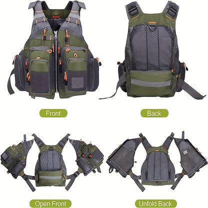 Multi-Pocket Oxford Cloth Fishing Buoyancy Vest – Breathable Mesh, Adjustable Strap, Comfortable Fit – Perfect for Fly Bass Fishing, Outdoor Activities and Water Sports for Men and Women