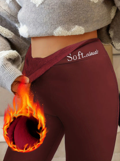 Women's Fleece Lined Leggings – Warm Thermal Leggings for Winter & Fall Casual Wear
