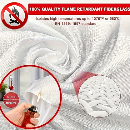 4 Piece Premium Fiberglass Fire Blankets - Heat-Resistant, Compact and Reusable for Kitchen, Home, School, Office, Camping, and Car Emergencies