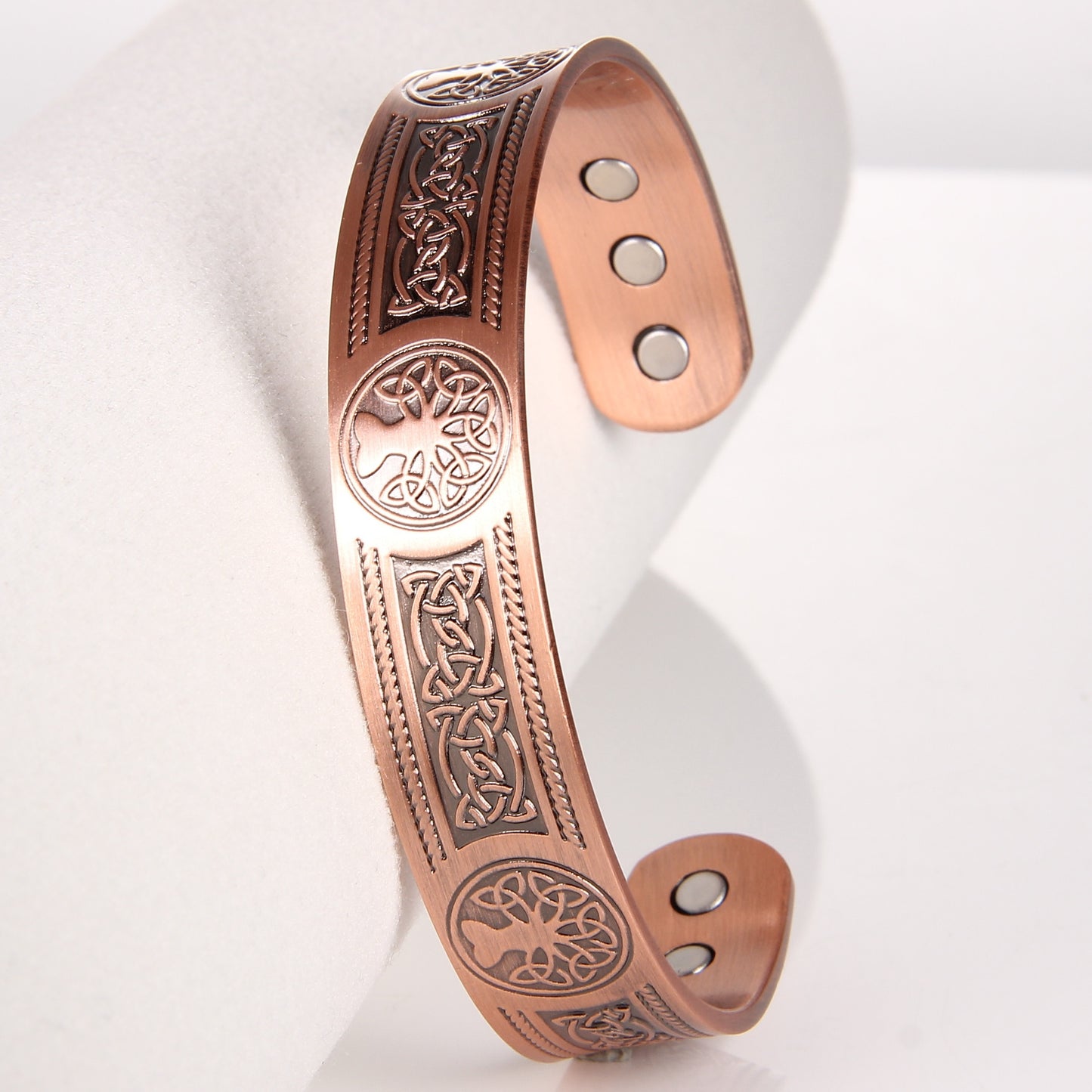 6pcs Solid Copper Magnetic Cuff Bangle – Tree of Life Pattern, Adjustable Size, Ultra Strong Magnets, Gift for Men and Women, Special Occasions