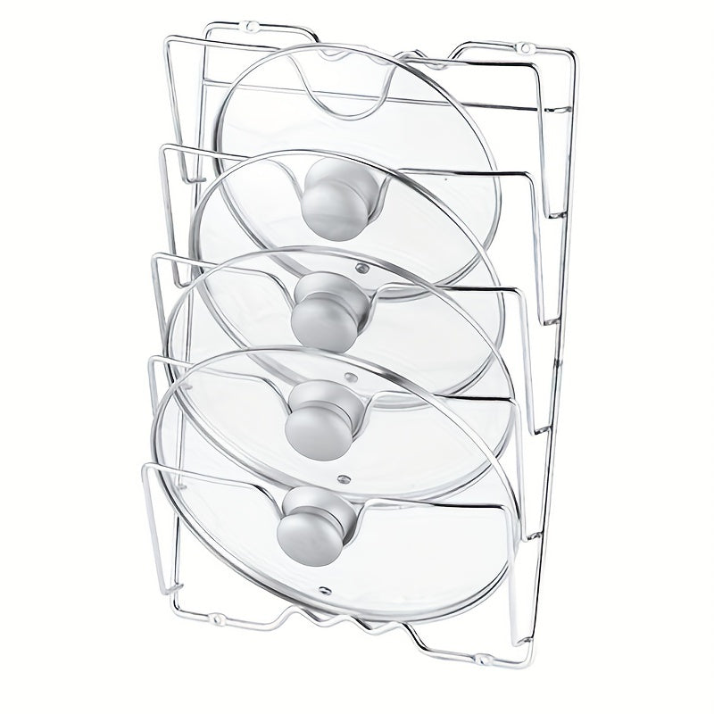 Space-Saving Hanging Pot Lid Holder - Multifunctional Wall-Mounted Rack, Cutting Board Organizer, and Kitchen Essentials for Easy Meal Prep