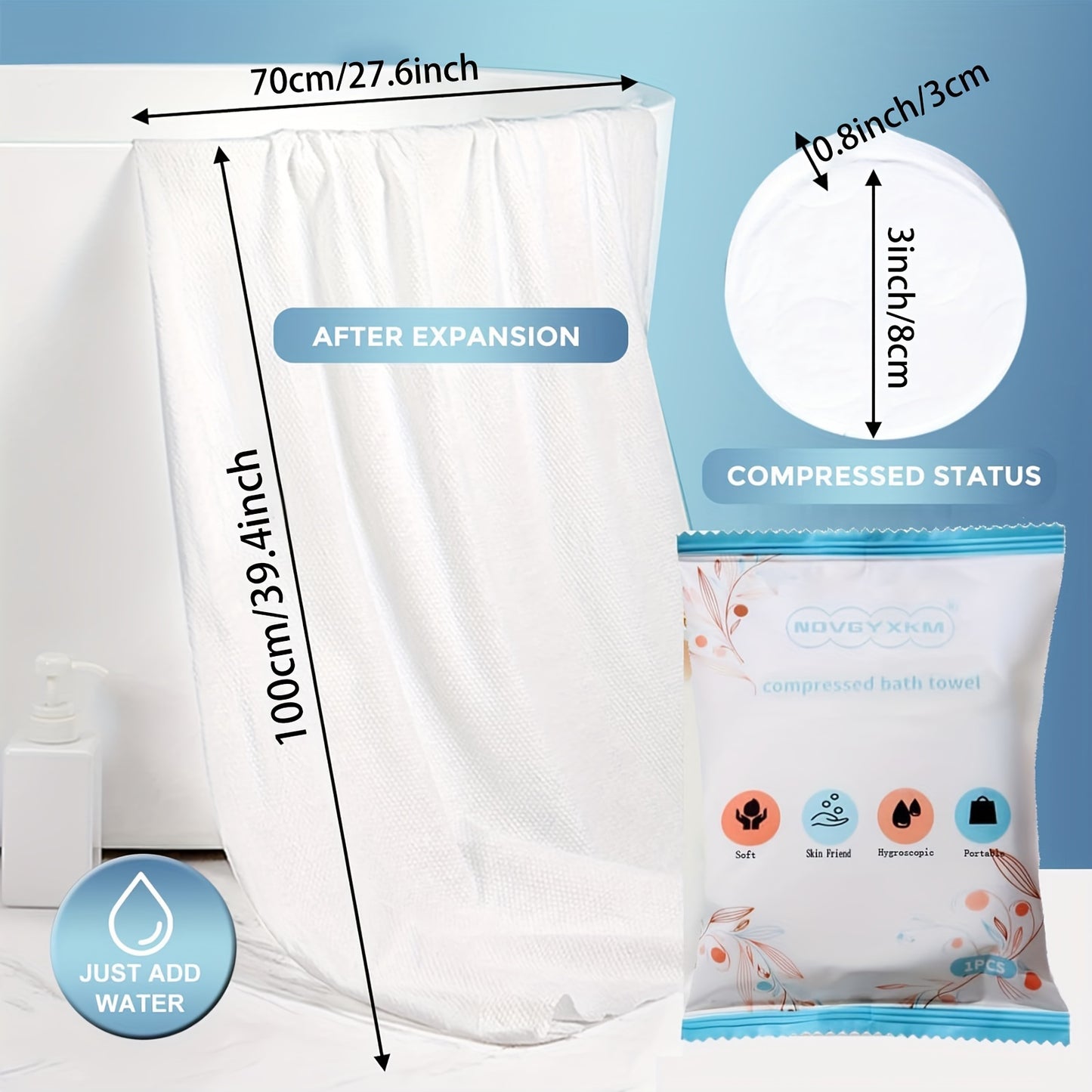 12pcs Disposable Bath Towels – Extra Thick & Large Cotton Towels, Portable Washcloths for Travel, Beach, Shower, Hiking, and Camping