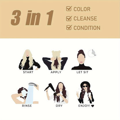 Blonde Brown Hair Dye Shampoo 3 in 1 – Instant Hair Color for Men & Women, Natural Brown Dye, Long-Lasting, Works in Minutes, Perfect for Halloween
