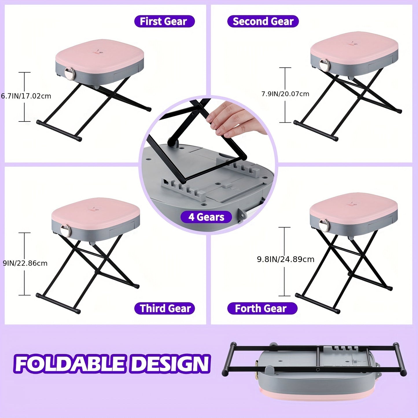 Pedicure Stool with Adjustable Foot Rest – Perfect for At-Home Pedicures, Ideal Christmas & Birthday Gifts for Women (Mom, Wife, Sister, Friends)
