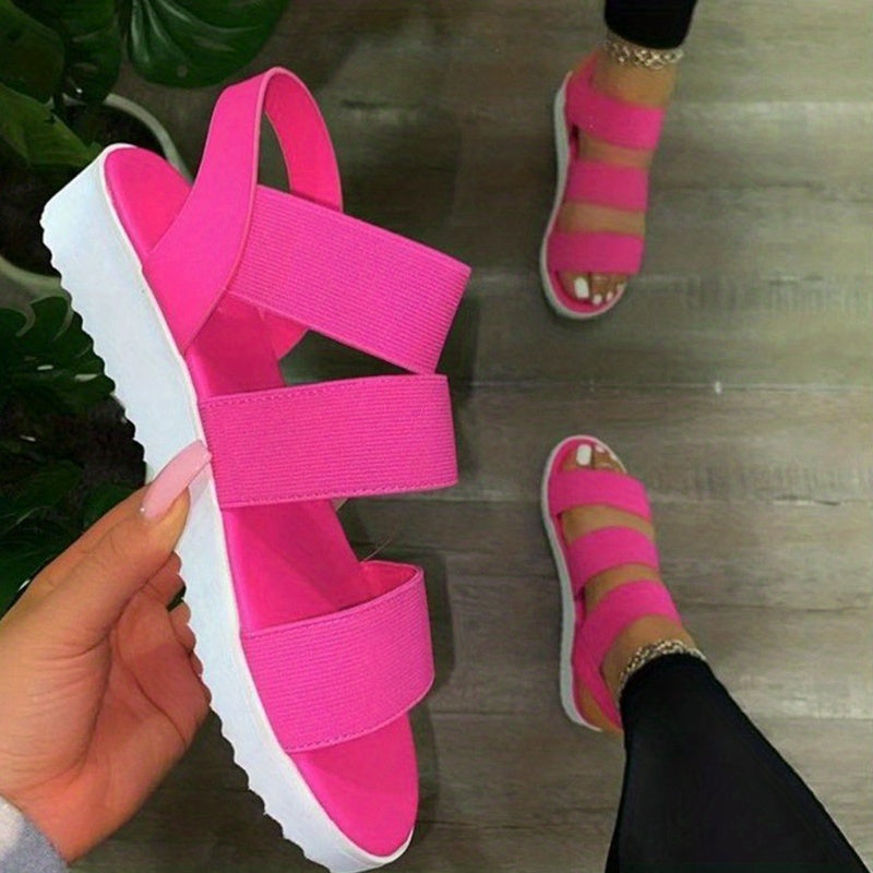 Women's Stylish Sports Sandals – Breathable Round Open Toe, Adjustable Elastic Bands, Vibrant Colors, Ultra-Comfortable Sole – Perfect for Summer Beach Adventures