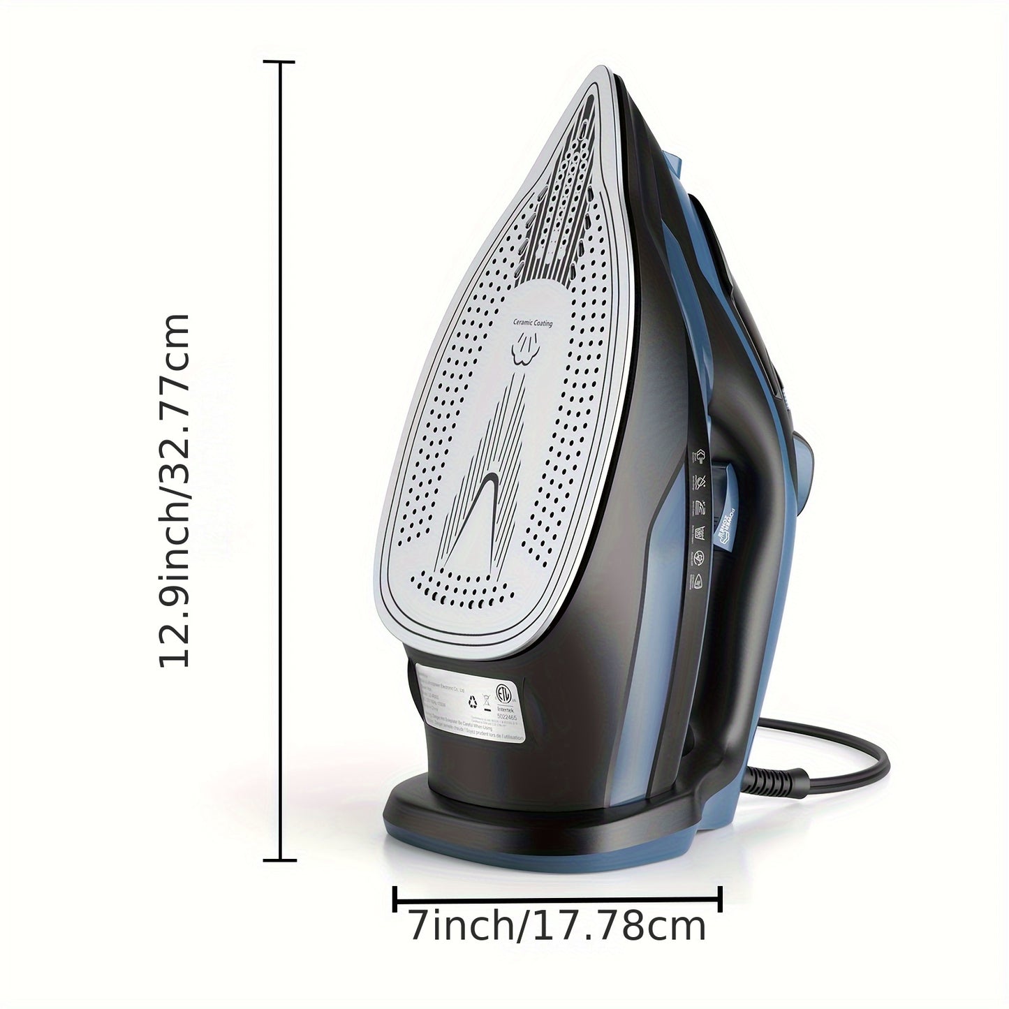 1700W Steam Iron with Rapid Heating - Ceramic Coated Soleplate, Precise Thermostat Dial, Self-Cleaning, Auto-Off, 15.21oz Water Tank - Blue