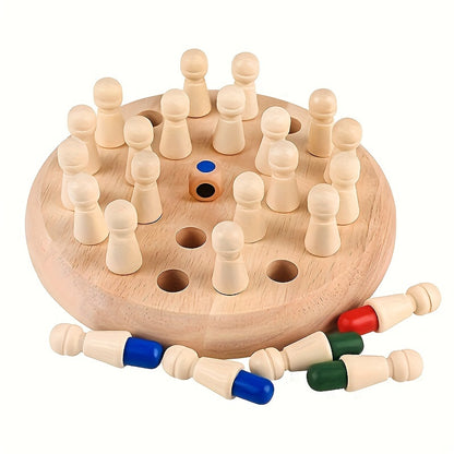 Wooden Memory Match Stick Chess - Portable Brain Teaser Puzzle Game for Kids and Adults, Ages 3-6, Enhances Cognitive Skills, Ideal for Travel and Gifting