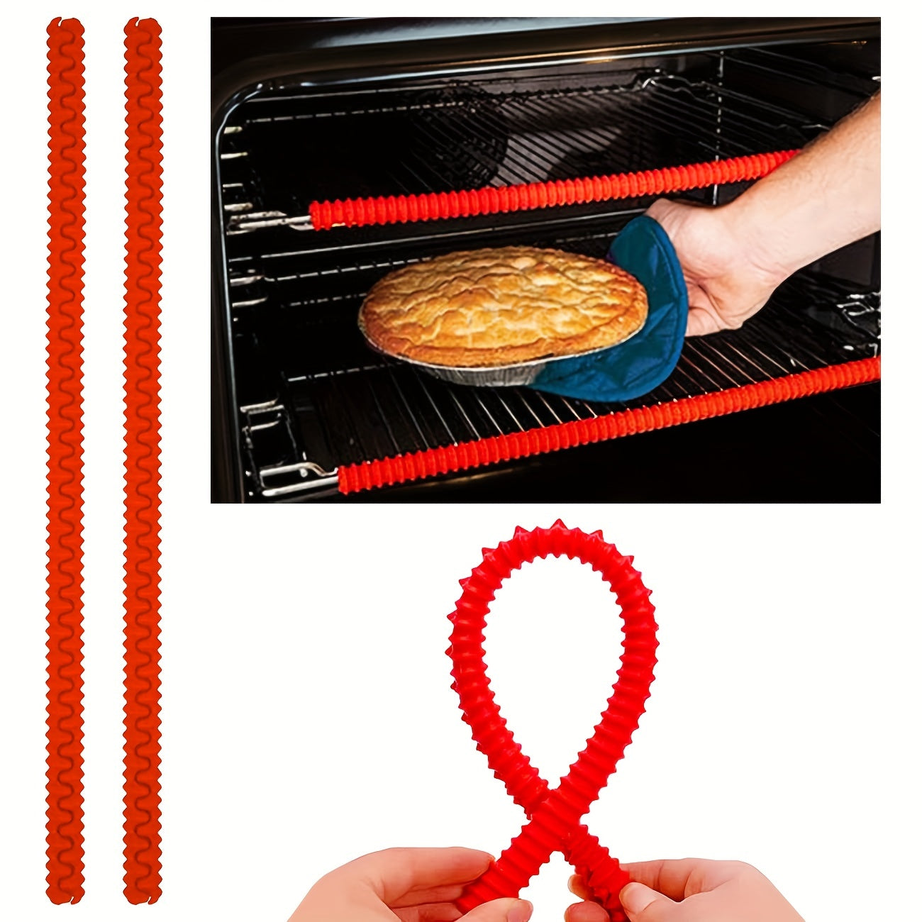 (2pc) Heat Resistant Oven Rack Shields – 14in Long Silicone Protectors – Prevent Burns and Protect Food-Grade Oven Racks
