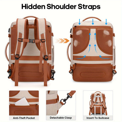 Bagsure 42L Travel Backpack – Flight Approved Expandable Carry-On, Laptop Backpack with Hidden Shoulder Straps, Weekender Bag, Includes Packing Cubes and Shoe Pocket