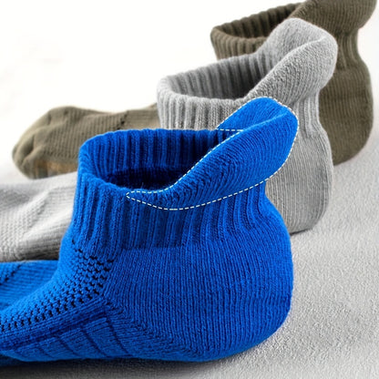 5 Pairs Pure Cotton Sports Socks - Unisex Spring and Summer, Towel Bottom Casual Ankle Boat Socks - Breathable, Sweat-Absorbing, Odorless for Outdoor Sports