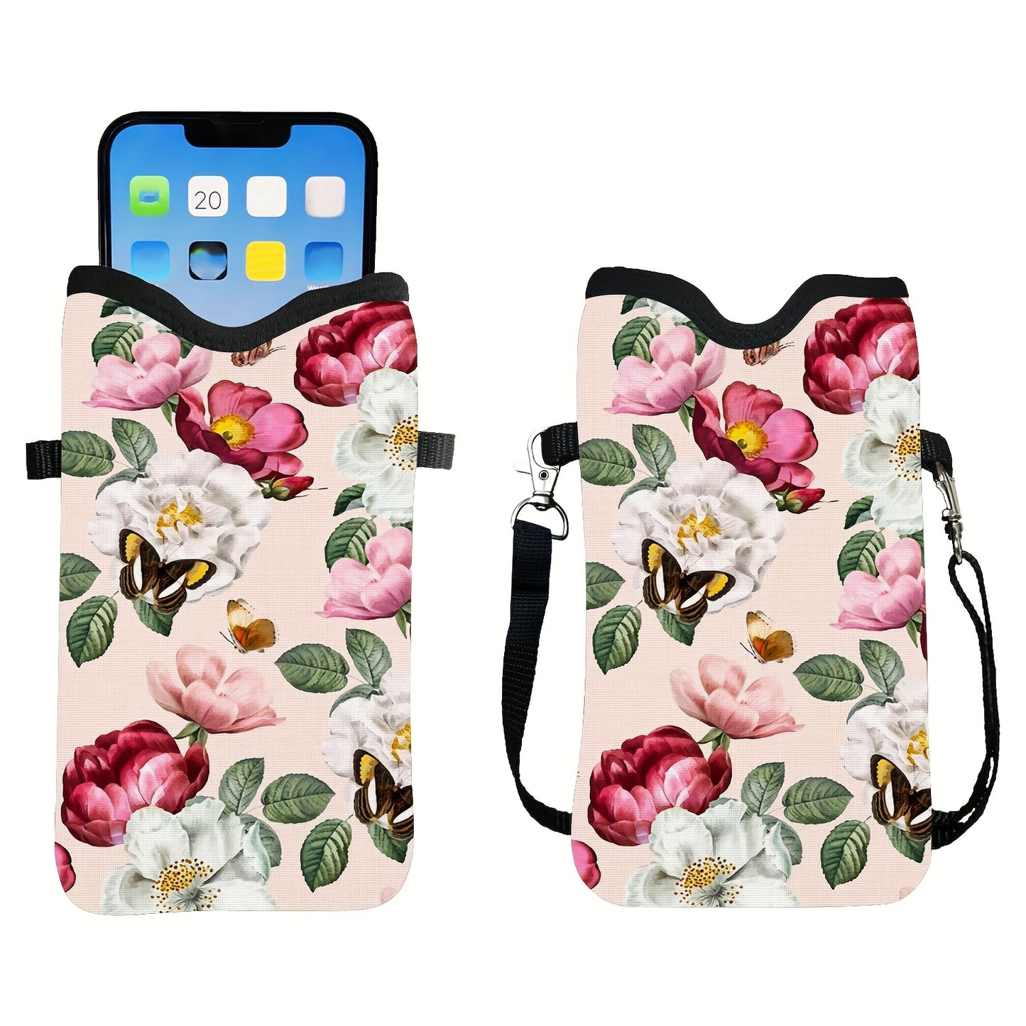 Shockproof Phone Pouch with Adjustable Lanyard - Versatile Print Design, Compatible with Multiple Models