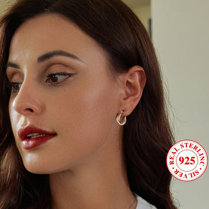 Unique Double Color Hoop Earrings – 925 Sterling Silver Hypoallergenic Jewelry for Daily Wear