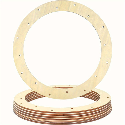 6pcs 12 Inch Unpainted Wooden Wreath Frames with 16 Holes – DIY Craft Rings for Floral Arrangements, Home Decor, and Party Centerpieces, Ideal for Small Ornaments