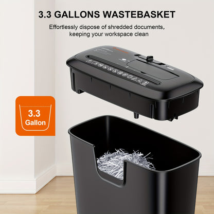 8 Sheet Strip-Cut Paper Shredder for Home Office - High-Capacity, Destroys CDs & Credit Cards, 3.4-Gallon Wastebasket - Features Overheat Protection and Jam-Free Operation