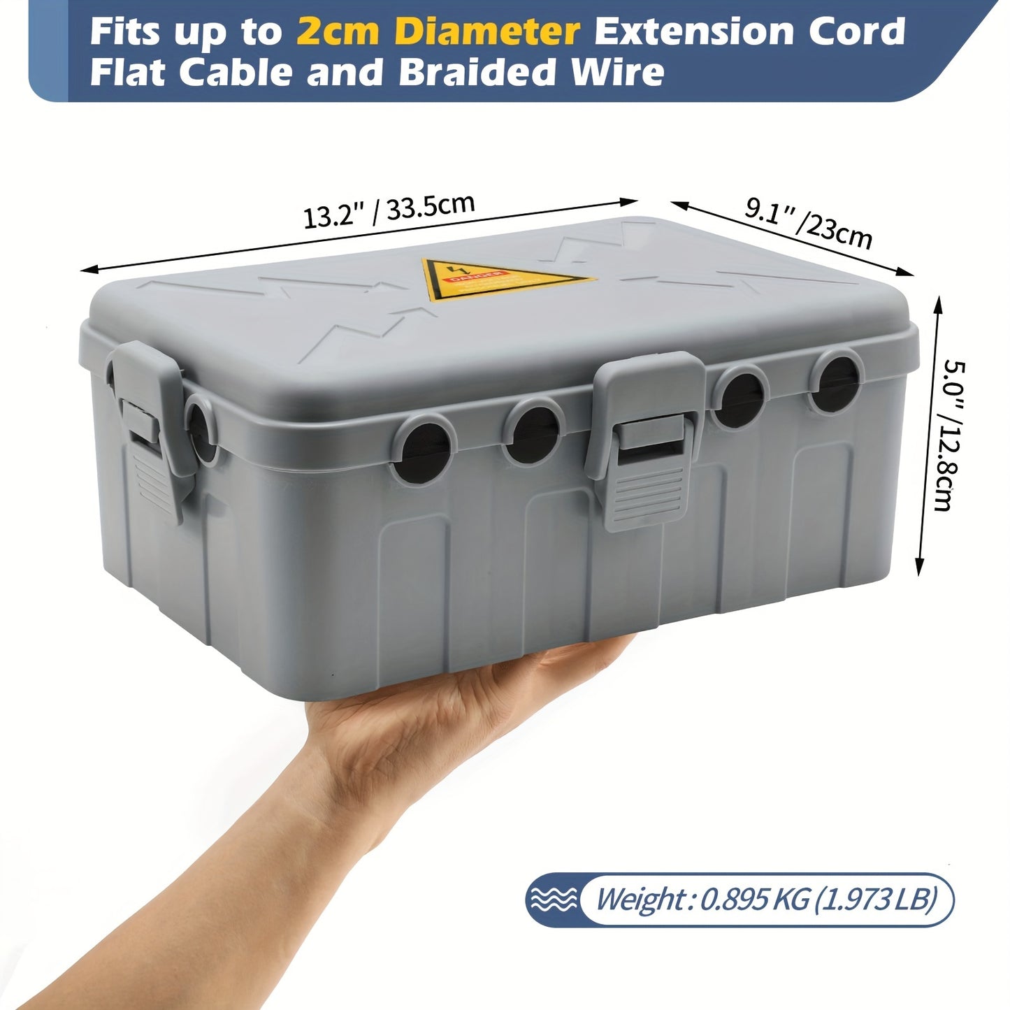 Weather-Resistant Outdoor Electrical Box with Outlet Covers - Protects Plugs, Sockets, Timers, Power Strips and Extended Surge Cords