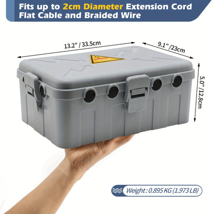 Weather-Resistant Outdoor Electrical Box with Outlet Covers - Protects Plugs, Sockets, Timers, Power Strips and Extended Surge Cords