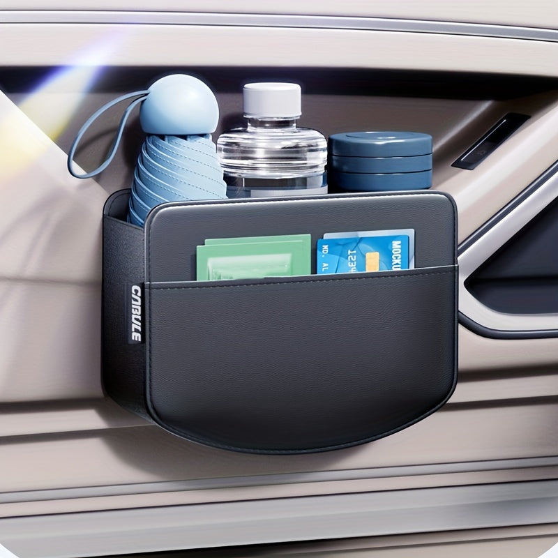 Multi-Functional Leather Vehicle Storage Organizer – Door Side Pocket and Phone Holder with Hanging Box for Easy Access and Storage Management