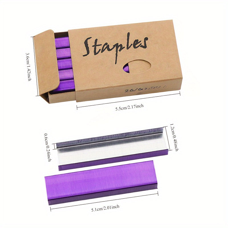 1000pcs Colorful Stapler Set - Universal Office Supplies for Document and Book Stapling, Made of Durable Metal Materials