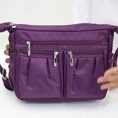 Waterproof Nylon Crossbody Bag for Women - Multi-Compartment Shoulder Purse with Zipper, Casual Everyday Bag for Middle-Aged and Elderly