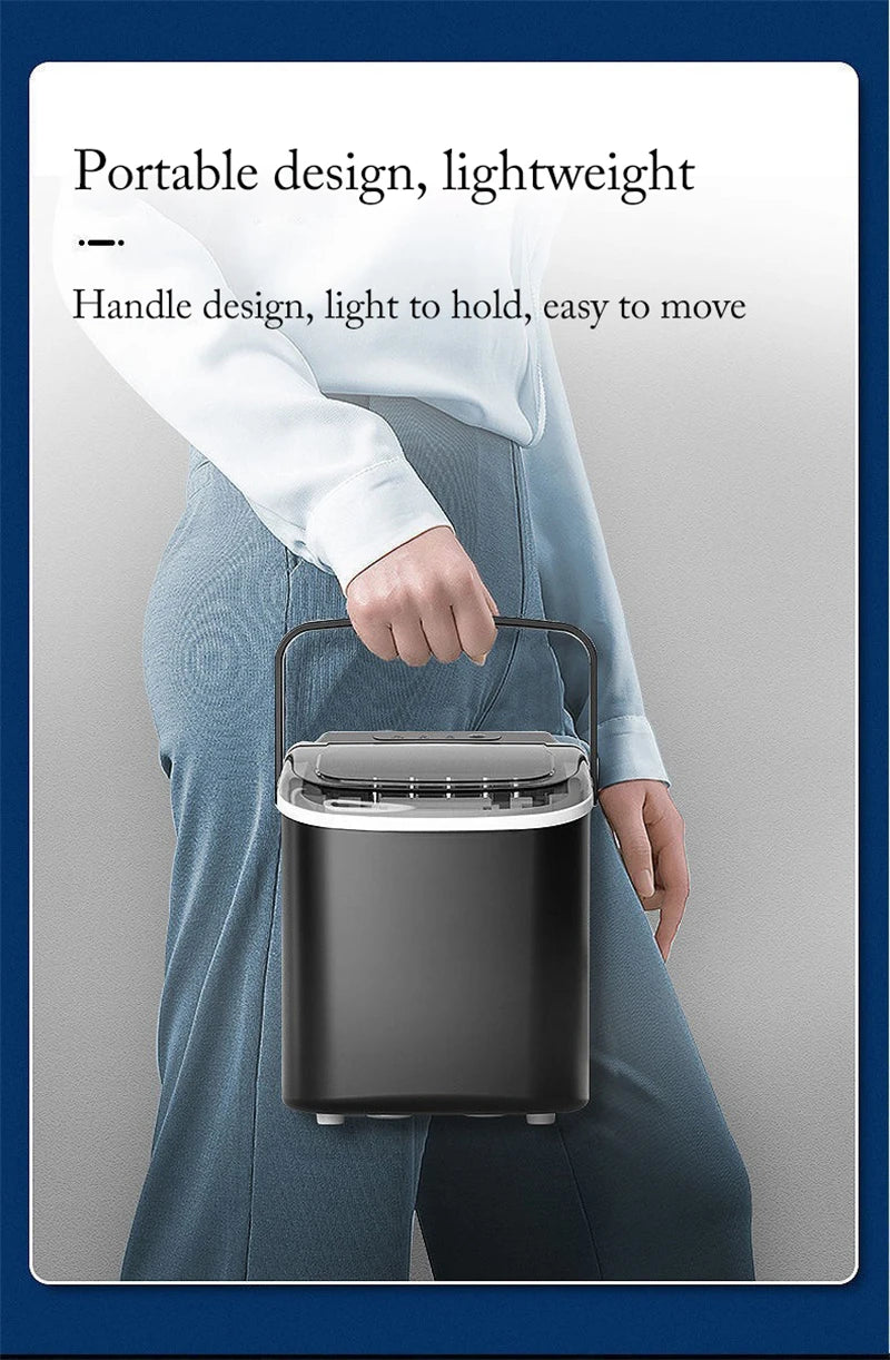 Portable Electric Ice Cube Maker - Automatic Bullet Round Ice Machine, 15kg/24H for Family, Bar, Coffee Shop, Kitchen, Office