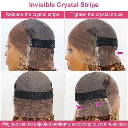 Invisi-Strap 360 Full Lace Human Hair Wig – Pre-Plucked Deep Curly, 250% Density, HD Lace Frontal Colored Wig