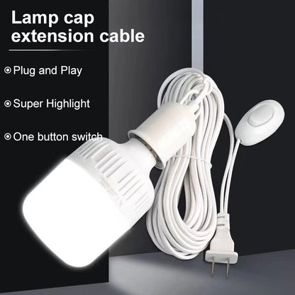 Universal Lamp Base with Switch – LED Bulb Socket Adapter E27, Screw Lamp Holder Accessories, Two Plugs Suspension Tool