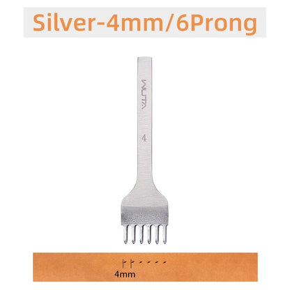 WUTA Leather Chisel Tool – Diamond Pricking Iron with 3/4/5/6mm Hole Punch for Stitching & Leathercraft