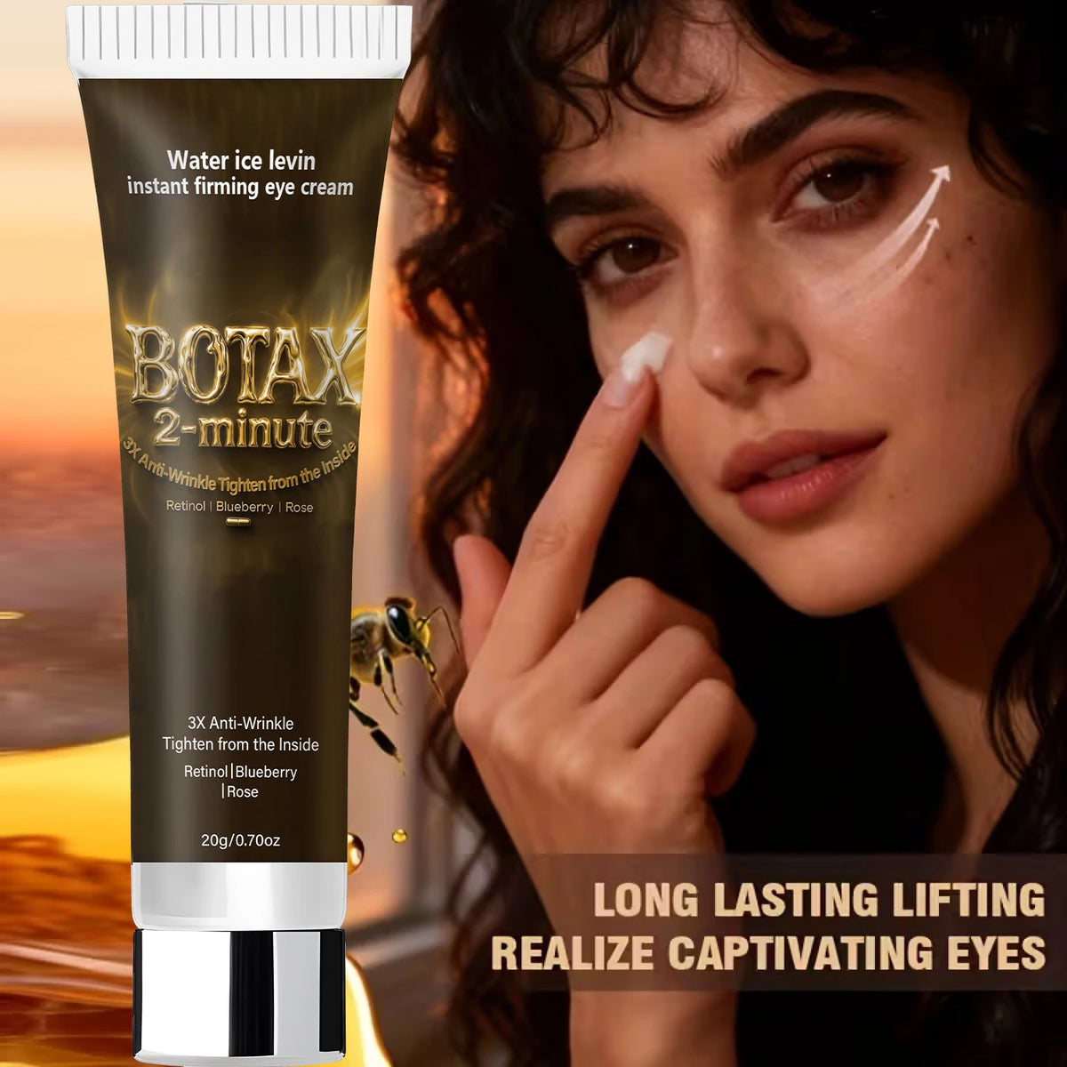 Retinol & Hyaluronic Acid Eye Cream – Instant Firming Anti-Wrinkle Moisturizer with Blueberry and Rose Extracts