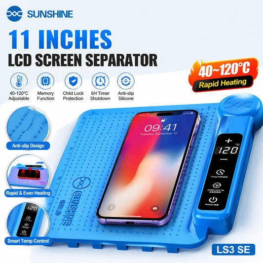 SUNSHINE LS3 SE 11 Inch LCD Screen Separator Heating Plate – Adjustable 40–120°C with Timer & Memory for Mobile Phone Repair Tools