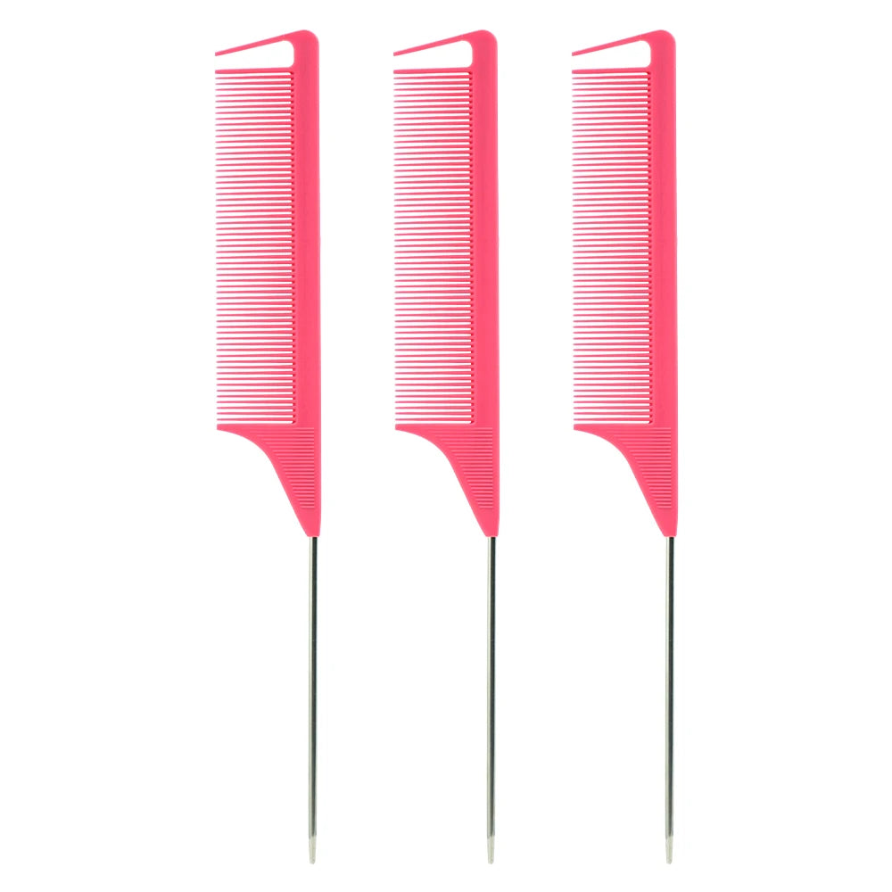 Pro Pointed Tail Comb – Anti-Static Hair Styling Brush, Steel Needle Pin Rat Tail Comb for Salon & Barber Accessories