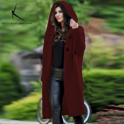 New Autumn/Winter Cashmere Cardigan – Women's Loose Long Sleeve Sweater, Solid Color Knitted & Thickened Top
