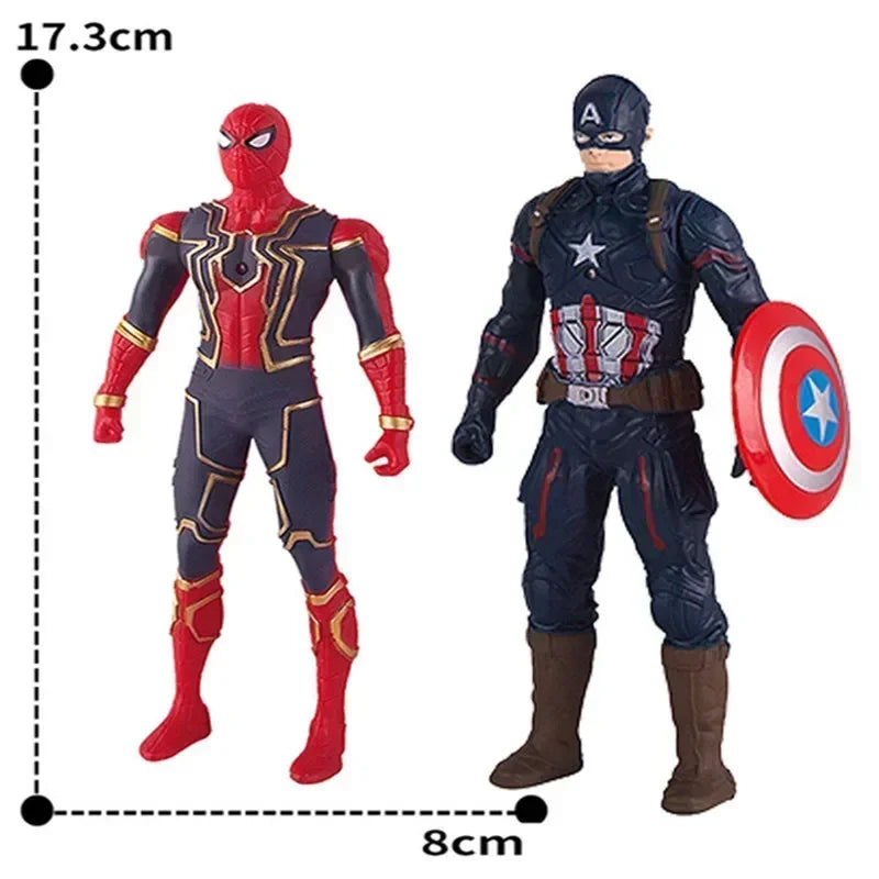 17cm Marvel Anime Action Figures – Spiderman, Hulk, Iron Man Toys for Kids, Cartoon Glow Doll Christmas Gift