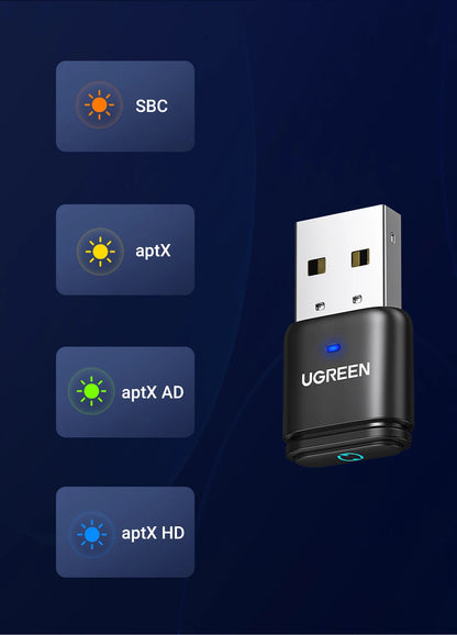 USB Bluetooth 5.3 Transmitter – aptX HD Audio Adapter for PS5, PS4, Nintendo Switch, Headset, Speaker & Mic