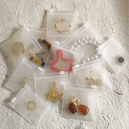 Personalized Transparent EVA Jewelry Zipper Bag – Frosted Plastic Storage Pouch for Ring, Earring, Necklace & Bracelet Packaging