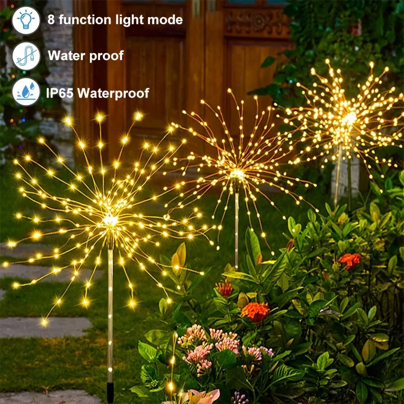 1-Pack Solar Fireworks Lights – Outdoor Holiday Lighting for Garden, Patio, Halloween, Christmas, Wedding & Wall Decor