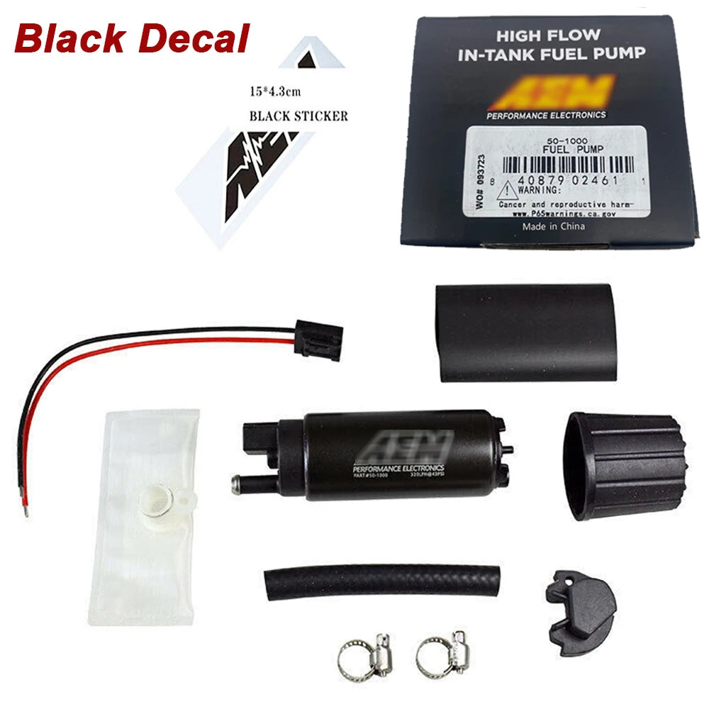 Universal AEM 50-1000 340LPH High Flow In-Tank EFI Fuel Pump – Strainer & Install Kit, Compatible with Walbro GSS342 50-1210