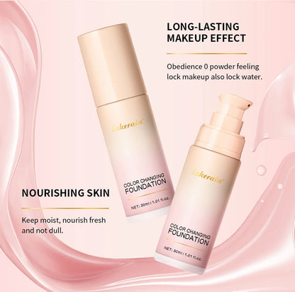 Color-Changing 4-in-1 Foundation – Moisturizing SPF 30+ Longwear Waterproof Makeup Base for Hydrating Travel Coverage