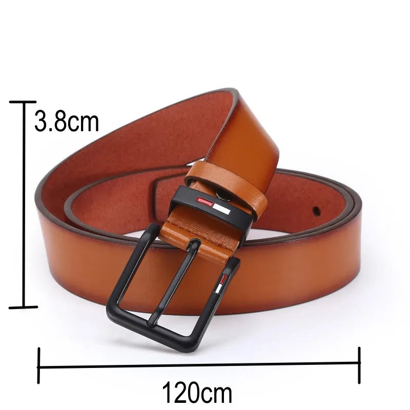 Men’s PU Leather Belt with Alloy Square Pin Buckle — Business & Casual Fashion Waistbelt, Black, Coffee, Brown, 2023 Style