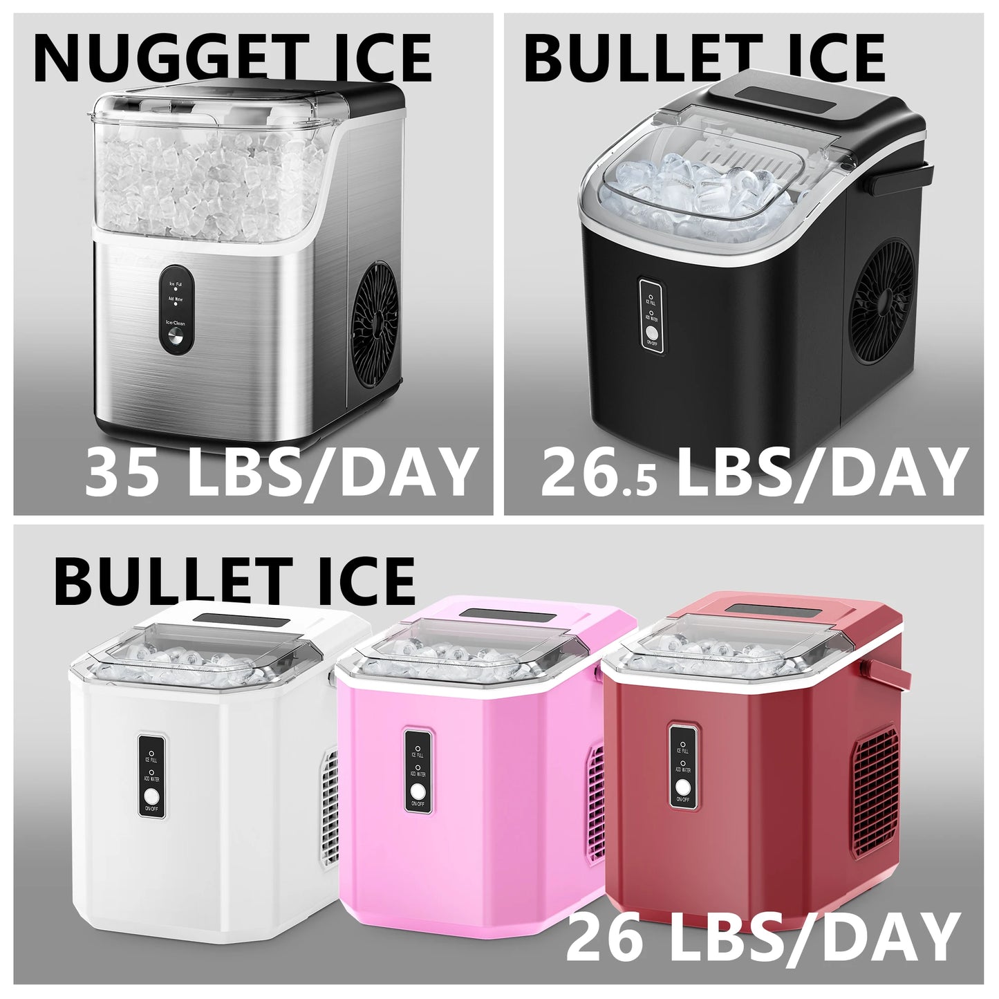 SIMZLIFE Portable Ice Maker Machine – 26.5lbs/Day, 9 Cubes in 6 Mins with Auto-Cleaning & Scoop