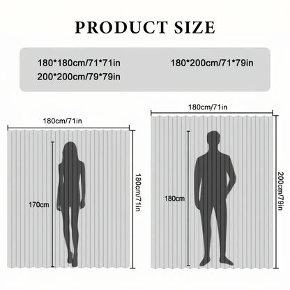 Foldable Magnetic Shower Curtain - Waterproof Bathroom Privacy Divider for Home, Apartment and Dorm