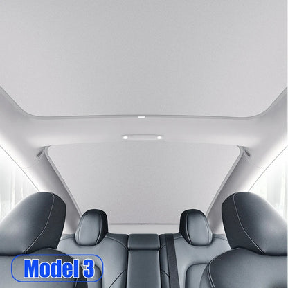 2PCS Car Roof Sunshade Set for Tesla Model 3/Y (Highland & Juniper) – Front & Rear Glass Roof Skylight Ice Cloth Buckle Sun Protection Covers