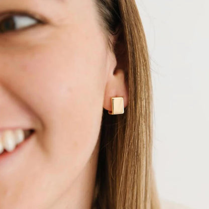 2024 Gold Square Hoop Earrings – Stainless Steel Geometric Jewelry for Women