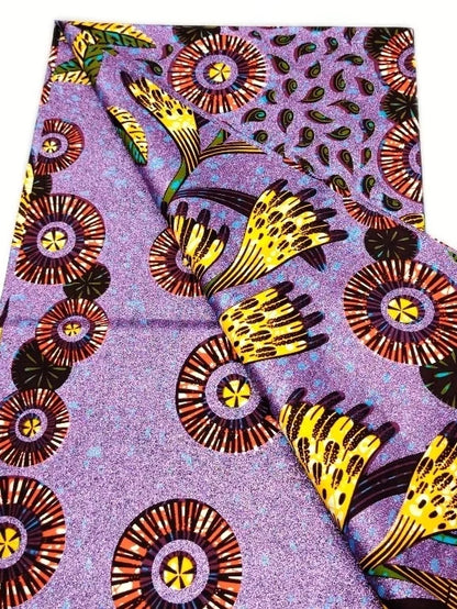 Original African Wax Print Fabric - 6 Yards 100% Cotton Nigerian Ankara Sewing Material for Women’s Dresses