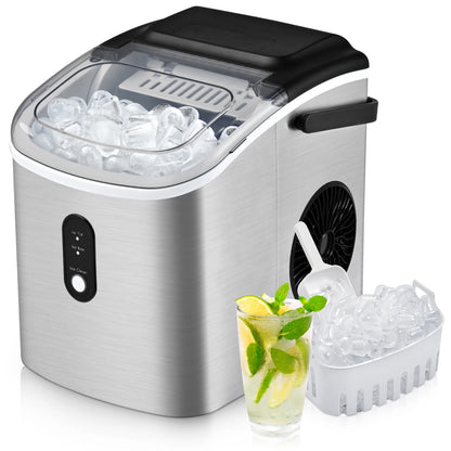 SIMZLIFE Portable Ice Maker Machine – 26.5lbs/Day, 9 Cubes in 6 Mins with Auto-Cleaning & Scoop