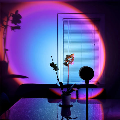 Rainbow Projection Lamp - USB Sunset Atmosphere Light with Multi-Angle Rotation for Home & Bedroom