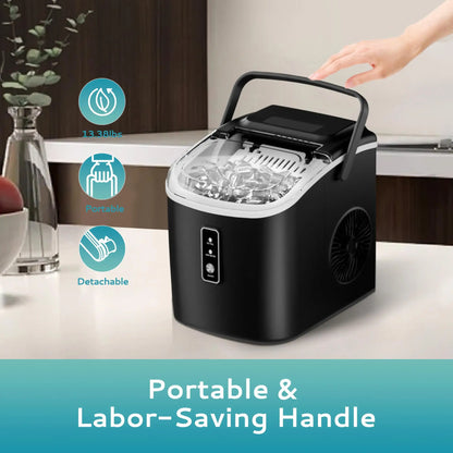 ICYGLEE Portable Ice Maker – 26.5lbs/Day, 9 Cubes in 6 Mins with Auto-Cleaning for Home & Camping